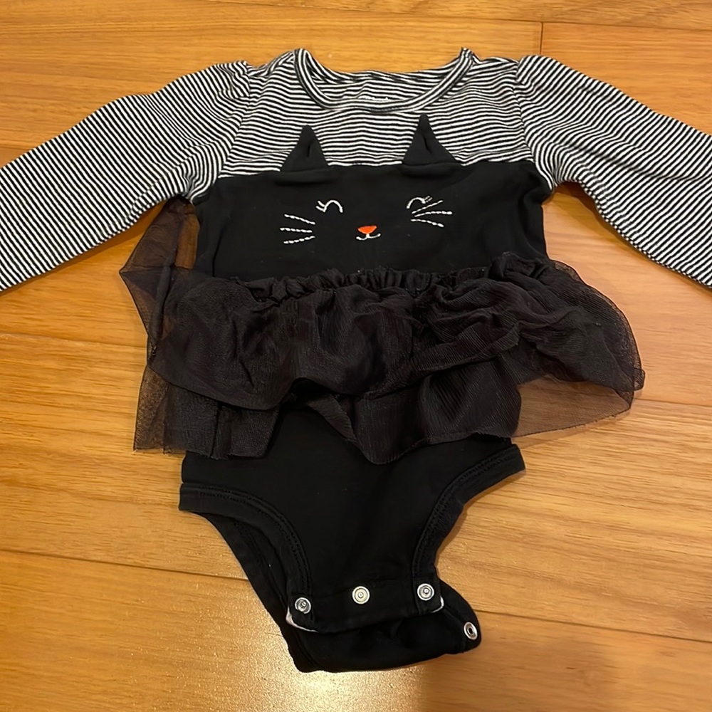 Cat halloween costume onesie with tutu.